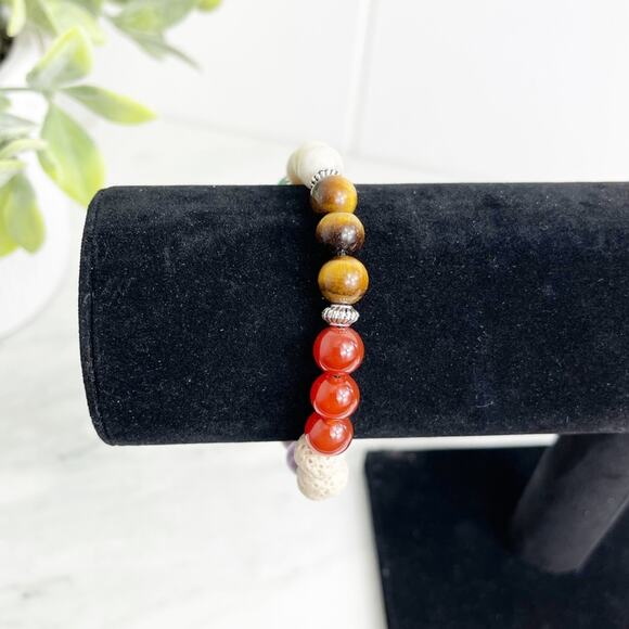 Aromatherapy Lava Stone Handmade Beaded Bracelet - Picture 2 of 6